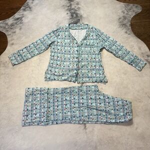 Summersalt Pajama Set Womens Size Medium Blue‎ Giraffes Print Lightweight